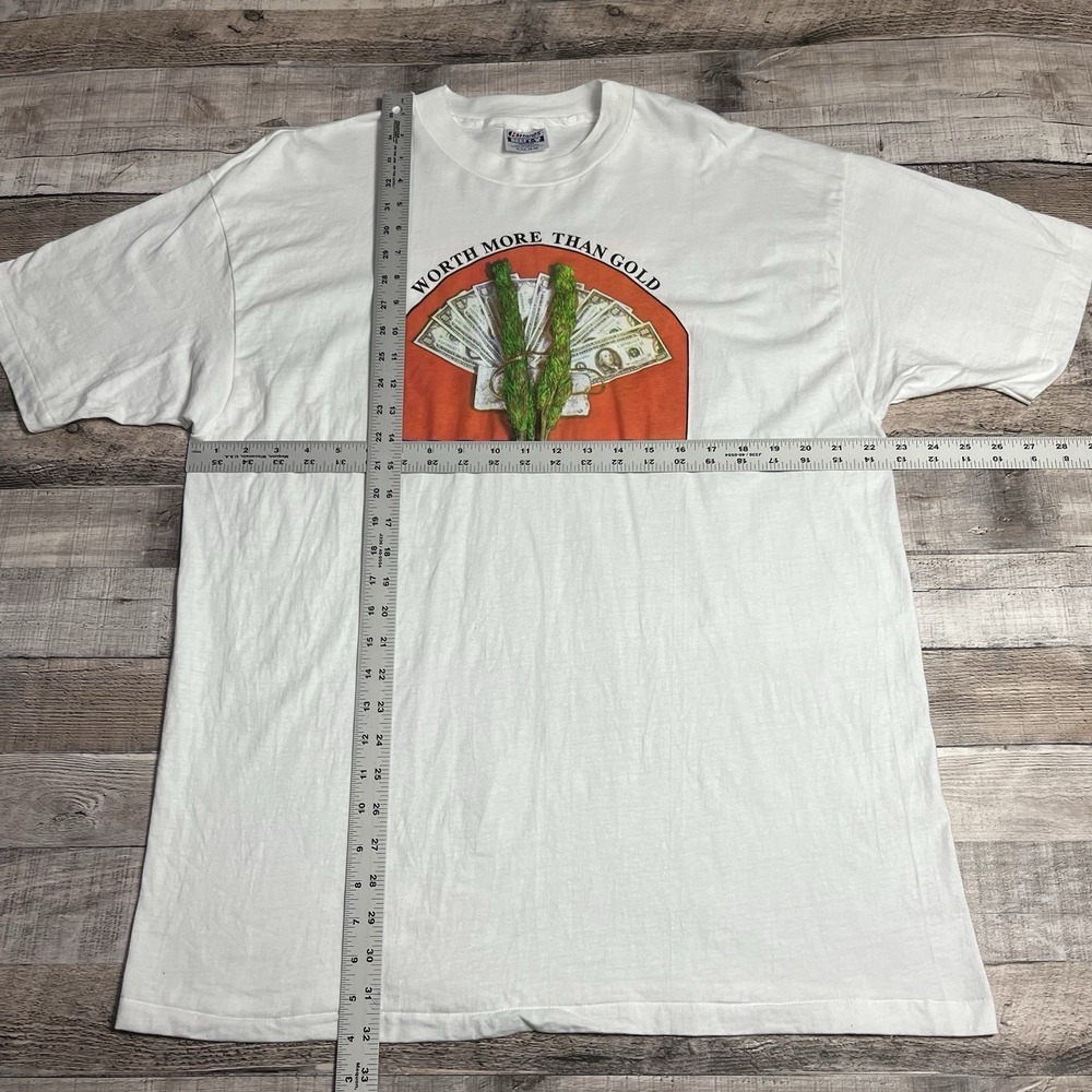 Cannabis Shirt Size XL White Vintage 90s Worth More Than Gold Weed Tee - Picture 8 of 10
